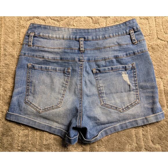 Refuge High Rise Denim Shorties Shorts WOMENS 6 Bluejean Cheeky Beach Summer - Picture 5 of 9